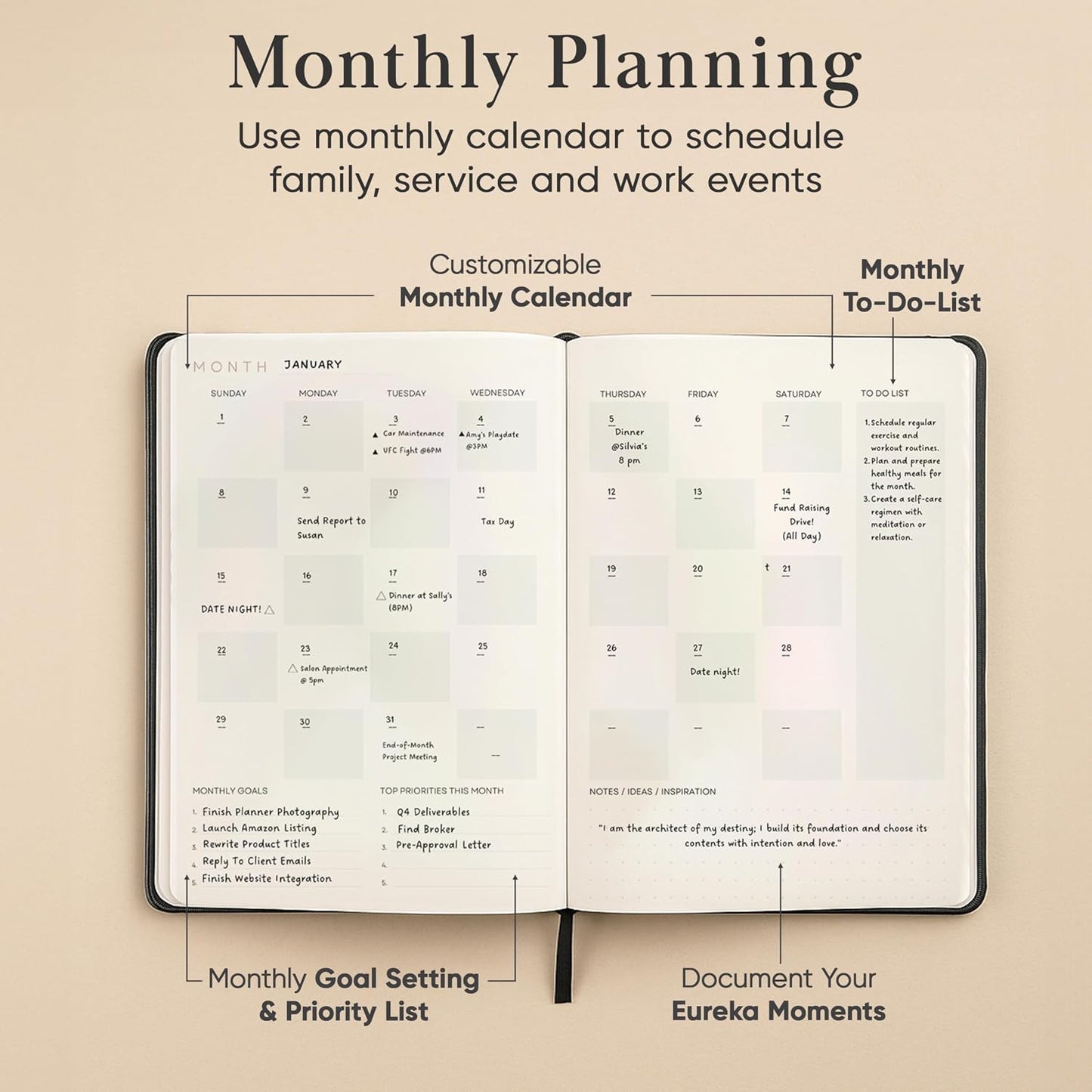 2026 Planner, Daily Journal & Gratitude Journal All-In-One with To Do List, Self Care Prompts & Habit Tracker - 7 x 10 - Pink