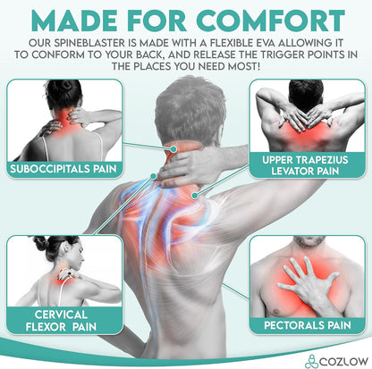 COZLOW - Trapezius Trigger Point Massager - Occipital Release Tool with 14 Massage Nubs - Muscle Knot Remover for Neck + Upper Back Pain Relief - Myofascial Release for Tension + Tight Knots in Spine
