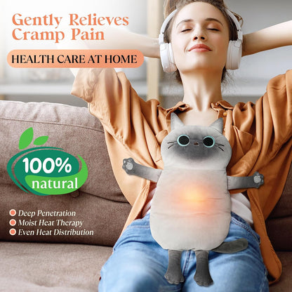 Microwave Heating Pad for Pain Relief, 17" x 15" Microwavable Heating Pads for Neck Shoulder, Cramps, Back Pain, Muscles, Joints, Natural Heat Pack Moist Heat, Menstrual Period, Small Black Cat