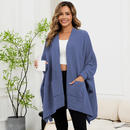 Wearable Blanket Sherpa Poncho Unique Office Work Warm Cozy Shawl TV Throw Blankets, Plush Cape Wrap for Adults