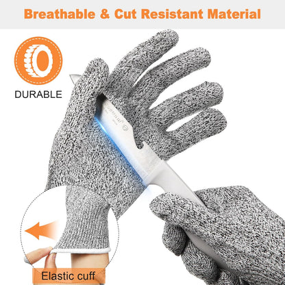 Xuhal 20 Pairs Cut Resistant Gloves Level 5 Protection Cutting Safety Kitchen Anti Cut Gloves for Kitchen (L)