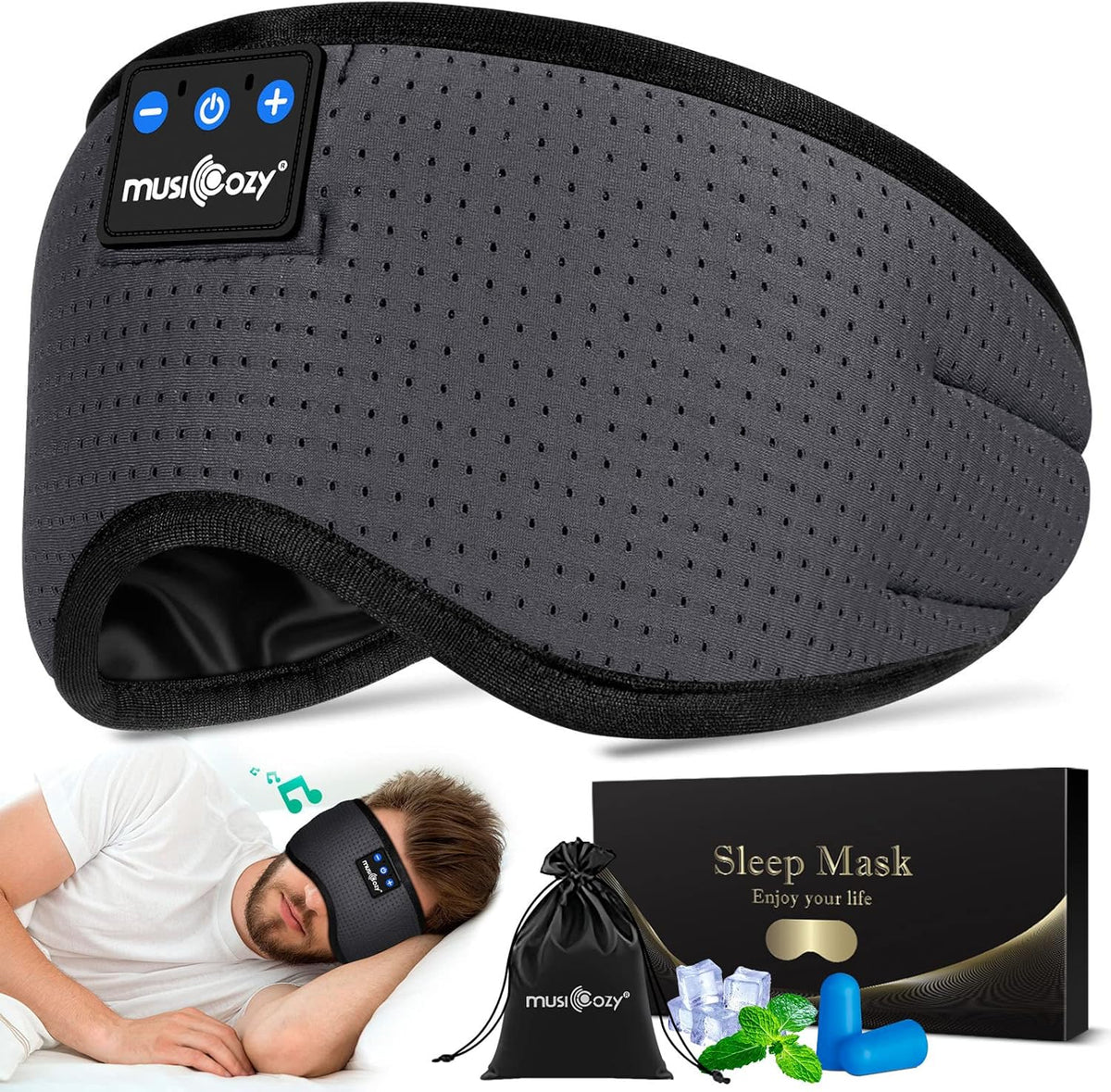 MUSICOZY Sleep Headphones Bluetooth 5.4 Sleep Mask with HD Sound