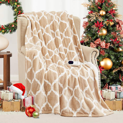 Homemate Heated Blanket Electric Throw - 50“x60“ Heating Blanket with 10 Fast Heat Levels 8 Hours Auto Off Soft Cozy Flannel Over-Heated Protection ETL Certification Keep Warming in Home | Throw with 10 Fast Heat Levels 8 Hours Auto Off Over-Heated