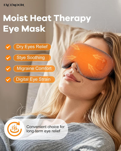 Cordless Heated Eye Mask for Dry, Tired Eyes, Hot Compress with Flaxseed Nose Bridge for Better Blackout & Focused Warmth, Rechargeable Warm 3 Heat Levels, 4 Timers, No Microwave Needed, Pink