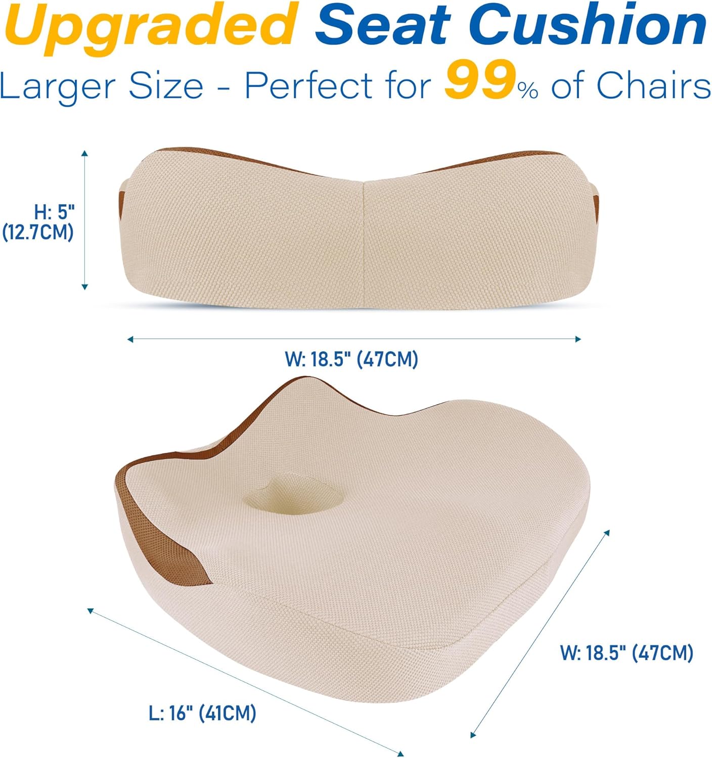 Allaboutsla Car Seat Cushion for Driving, Car Seat Pillow for Short Drivers | Ergonomic Memory Foam Seat Cushion for Pain Relief, Adult Booster Seat for Car, Butt Cushion for Car, Truck, Office, B&G