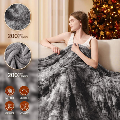 Homemate Heated Blanket Electric Heating Throw 50x60 Plush Faux Fur Sherpa