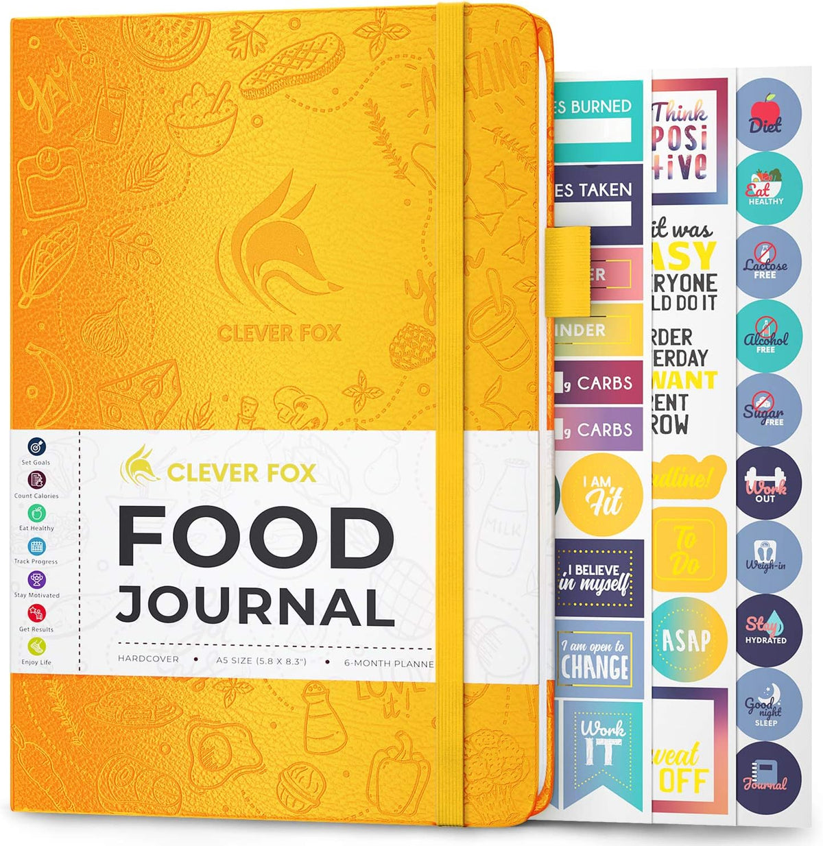 Clever Fox Food Journal for Women & Men, Weight Loss Tracker, Aquamarine