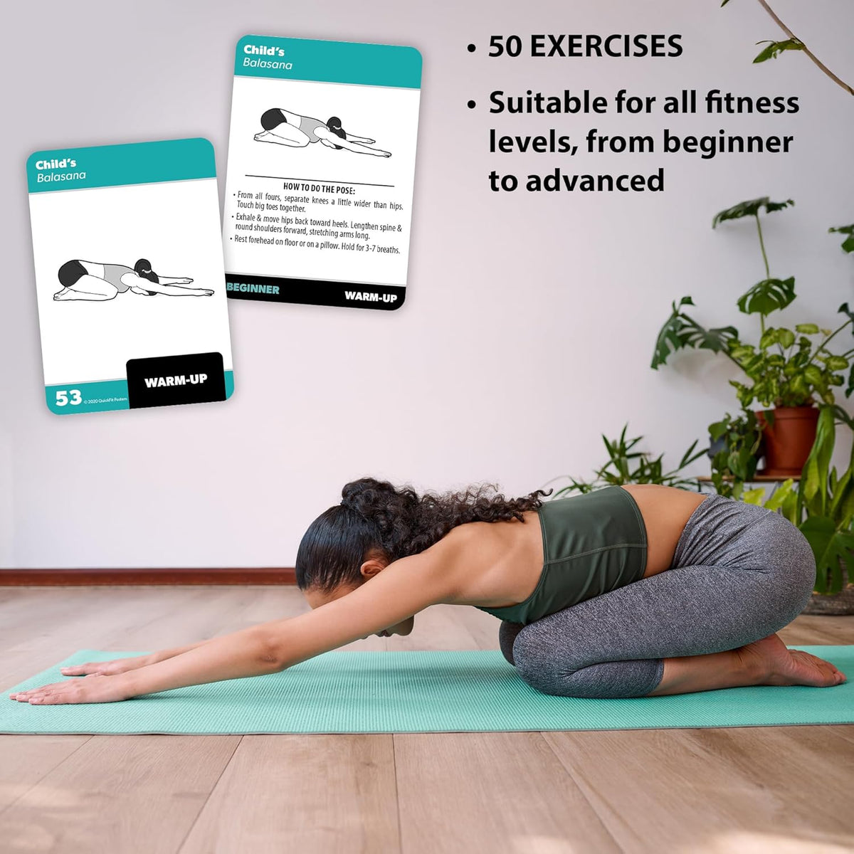 3 Pack - Exercise Cards - Yoga Poses Volume 1 & 2 + Dumbbell Exercises - Yoga Positions and Dumbbell Workout Fitness Cards - 2.5" x 3.5"