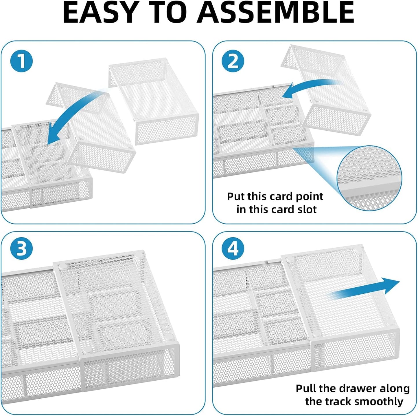 Marbrasse Expandable Desk Drawer Organizer, Mesh Drawer Organizer Tray with 10 Adjustable Compartments, Desk Organizers and Accessories, 5 Dividers Drawer for Office Supplies, Makeup & Vanity (Black)