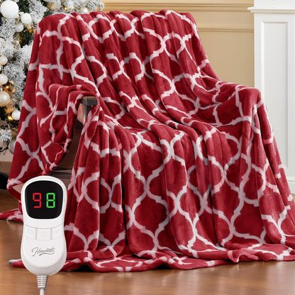Homemate Heated Blanket Electric Throw - 50“x60“ Heating Blanket with 10 Fast Heat Levels 8 Hours Auto Off Soft Cozy Flannel Over-Heated Protection ETL Certification Keep Warming in Home | Throw with 10 Fast Heat Levels 8 Hours Auto Off Over-Heated