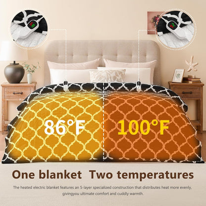 Homemate Heated Blanket Electric Throw - 50“x60“ Heating Blanket with 10 Fast Heat Levels 8 Hours Auto Off Soft Cozy Flannel Over-Heated Protection ETL Certification Keep Warming in Home | Throw with 10 Fast Heat Levels 8 Hours Auto Off Over-Heated