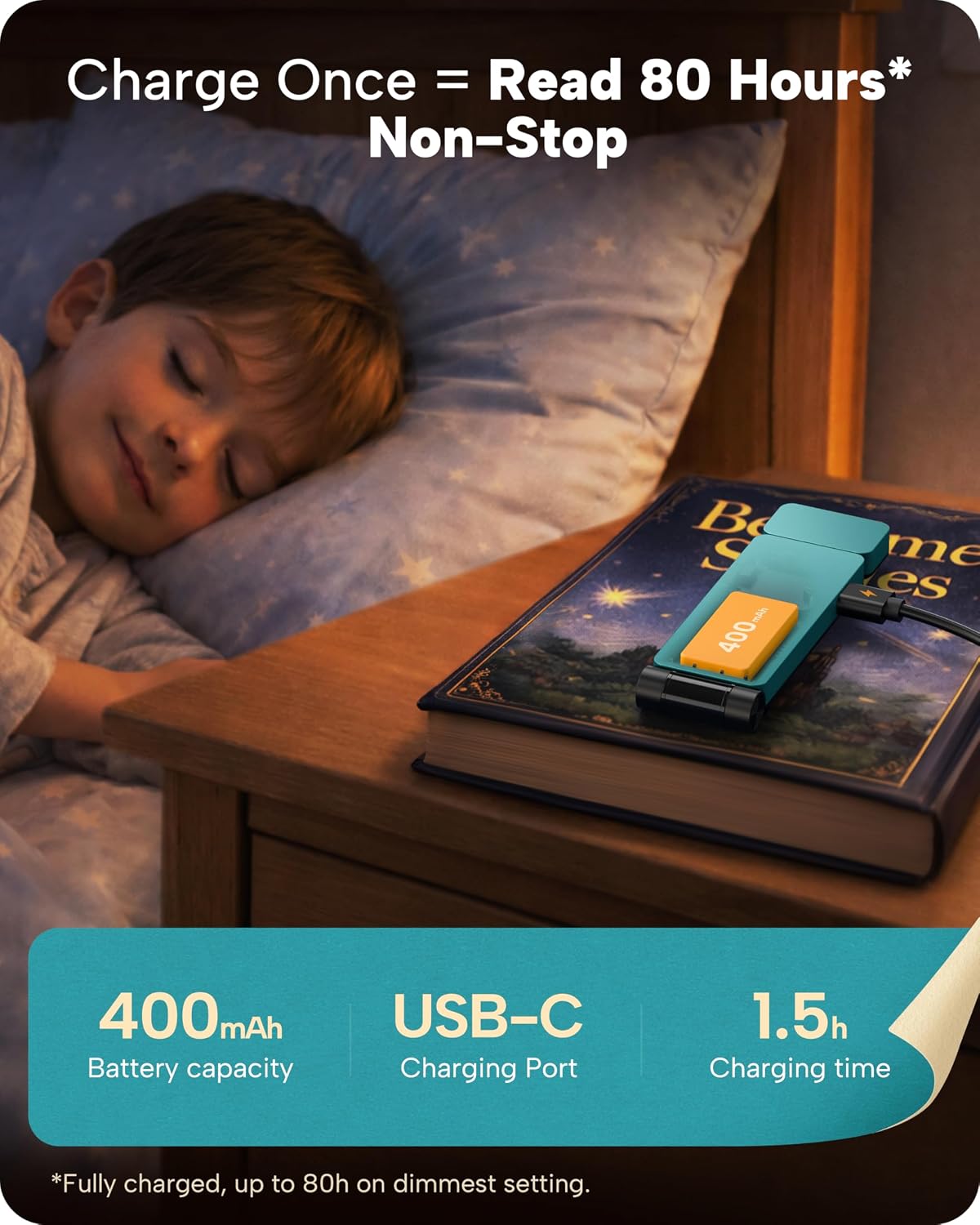 86lux Book Light, Rechargeable Clip-On LED Reading Light for Bed | 3 Color Temperatures with Stepless Dimming, Ultralight Bookmark Design for Book Lovers, Grey