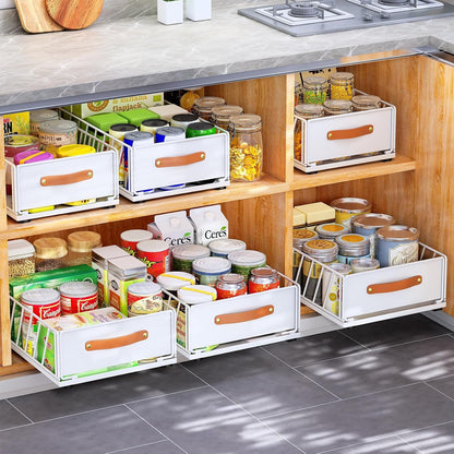 Pull out Cabinet Organizer,Heavy Duty Slide out Pantry Shelves Drawer Storage with Adhesive Nano Film,Sliding Mesh Cabinet Basket with Handle for Kitchen, Bathroom, Home, 11.8"W X 15.7"D X6.2"H,Black