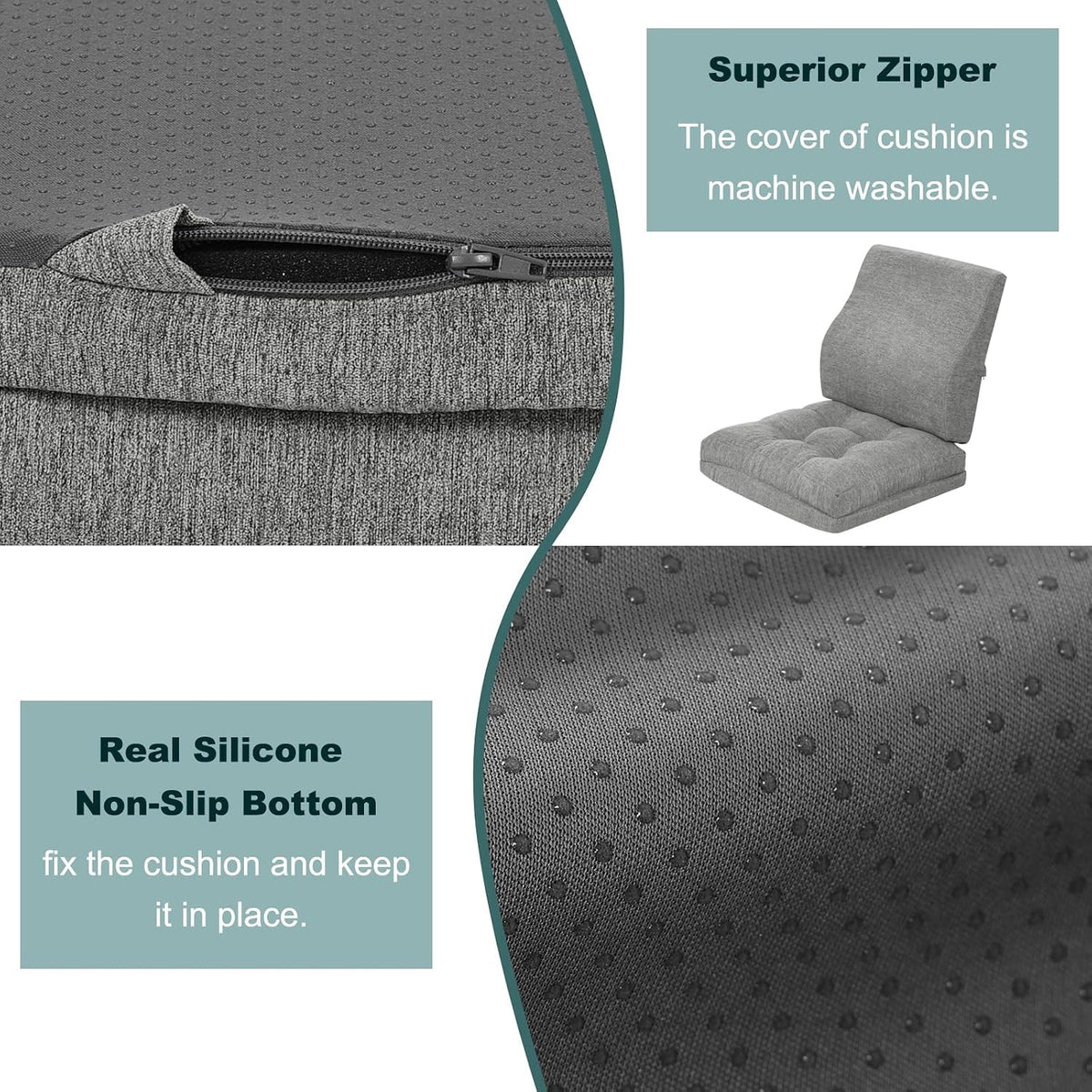 baibu Memory Foam Recliner Cushions with Lumbar Support Pillow Set for Elderly, 20x20x5 Inch Dual-Layer Design Non-Slip Recliner Seat Cushion & Back Support Pillow for Reduce Hip & Lumbar Pain, Brown