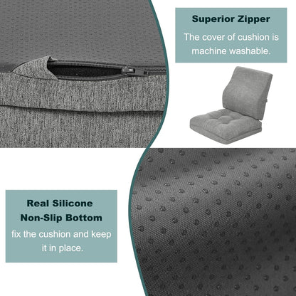 baibu Memory Foam Recliner Cushions with Lumbar Support Pillow Set for Elderly, 20x20x5 Inch Dual-Layer Design Non-Slip Recliner Seat Cushion & Back Support Pillow for Reduce Hip & Lumbar Pain, Brown