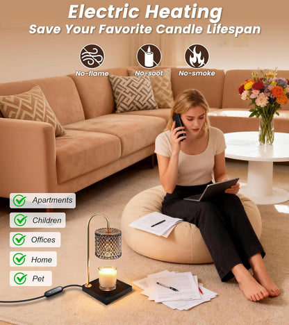 TigQiang Candle Warmer Lamp with Timer, Birthday Gifts for Women, Amber