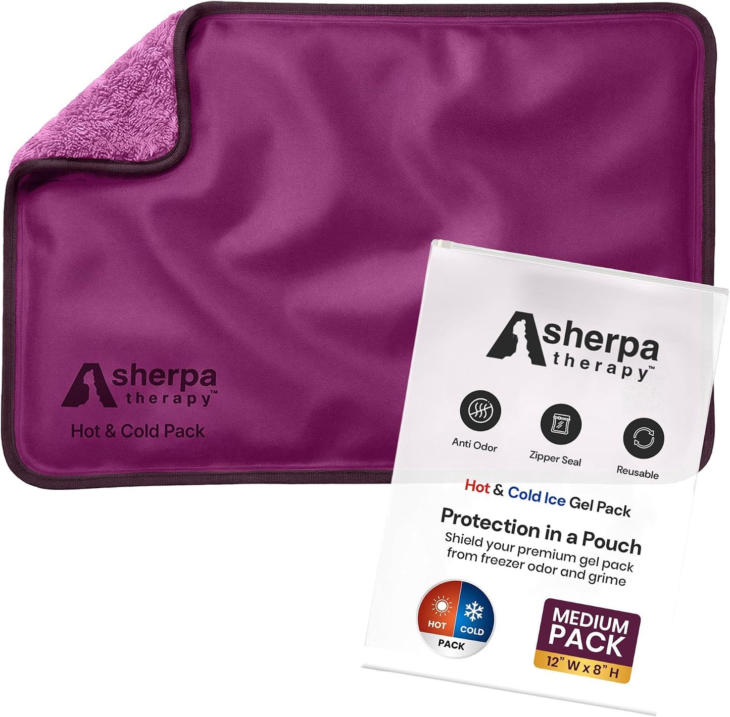 Medium Flexible Gel Ice Packs Reusable - Hot and Cold Soft Ice Packs for Injuries Reusable for Ankle, Arm, Foot, Leg, Back Pain Relief - 8" x 12" - Purple
