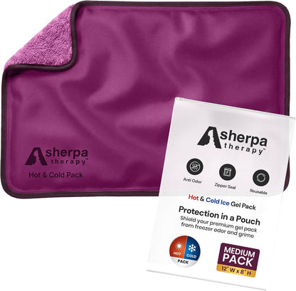 Medium Flexible Gel Ice Packs Reusable - Hot and Cold Soft Ice Packs for Injuries Reusable for Ankle, Arm, Foot, Leg, Back Pain Relief - 8" x 12" - Purple