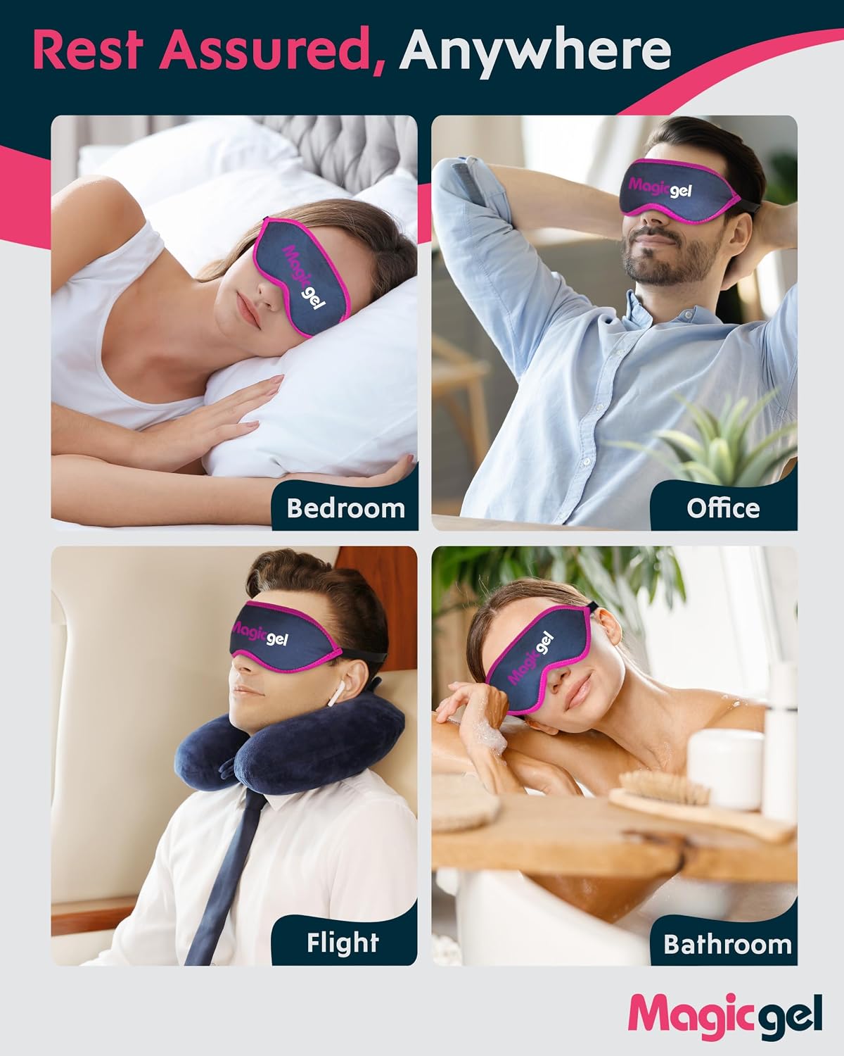 Magic Gel Eye Mask Cold Pack | 2 Pack Cooling Eye Mask for Sleeping | Reuable Cold Eye Mask & Hot Eye Compress with Adjustable Strap | Eye ice Pack for Migraine, Styes, Blepharitis, MGD & Tired Eyes