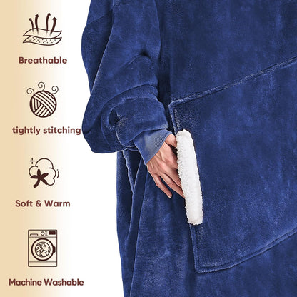 yescool Wearable Blanket Hoodie, Flannel Sherpa Fleece Blanket Sweatshirt for Adults Women Men,One Size Fits All - Colors B