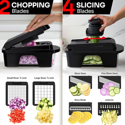 Mueller The Real Original Pro Vegetable Chopper & Mandoline Slicer, 10-in-1 | since 2013, 8 Blade Food Veggie Chopper, Onion Vegetable Cutter with Container, Kitchen Gadgets & Essentials