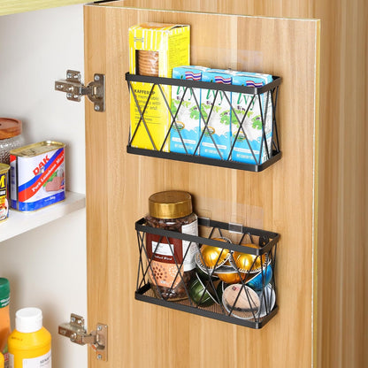 YIGII 3 Pack Adhesive Cabinet Organizer - Pantry Door Organizer Bin Holder for Tupperware Lid Kitchen, Black Stainless Steel