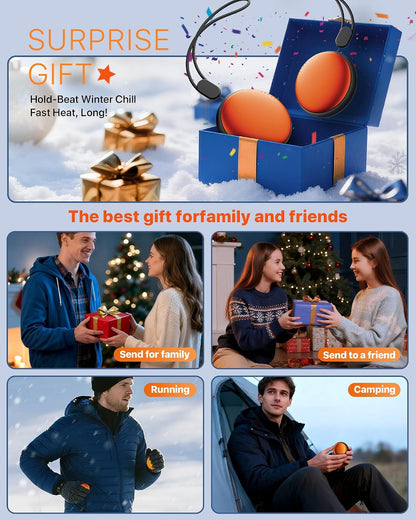 Pocket Size Hand Warmers Rechargeable 2 Pack,20Hrs Long Safe Heat,0.5S Instant Heating,Ultra Thin Electric Hand Warmers,5 Levels Heating Fits in Gloves, Hunting Camping Hiking Essentials
