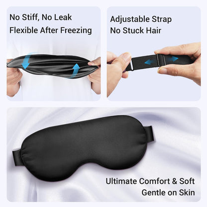 Cooling Eye Mask for Dark Circles Puffiness - Fsa Eligible Items Hsa, Cold Compress for Puffy Eyes Migraines Headache Sleeping After Surgery, Gentle Weighted Travel Essentials Gel Ice Pack (Black)