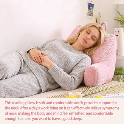 Black Bed Reading Pillow for Adults, Memory Foam Backrest Pillow with Armrests for Sitting Up in Bed, Back & Arm Support, Removable Washable Pillowcase for Sofa Seats