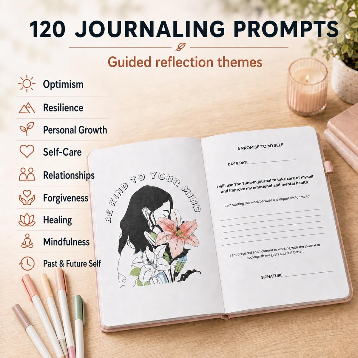 Life & Apples Daily Journal for Women, Guided with Prompts, Lavender
