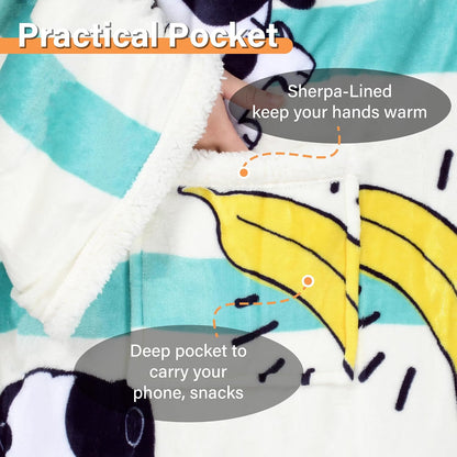 Catalonia Sherpa Wearable Blanket with Sleeves and Pocket for Adults