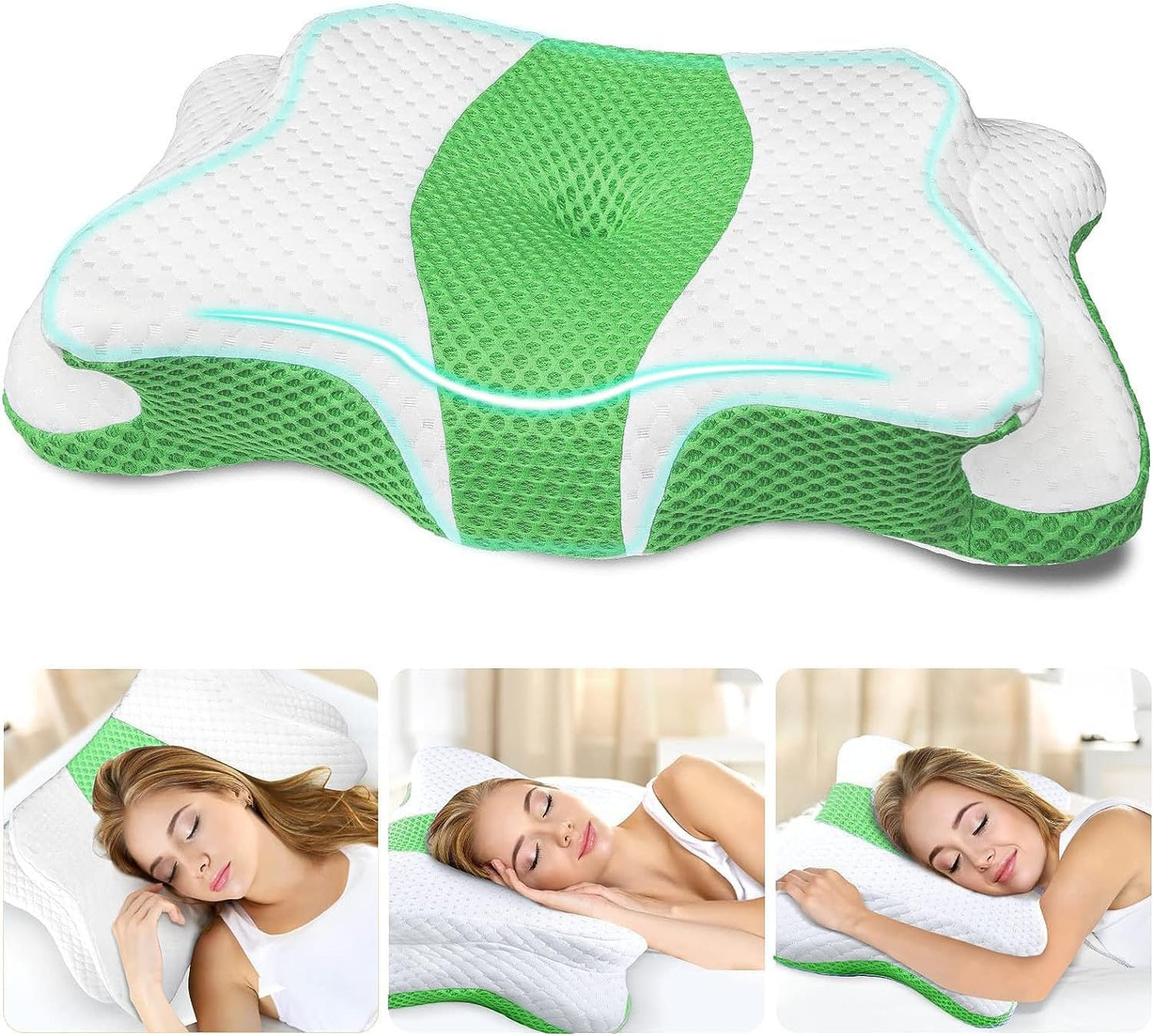 CHxxy Memory Foam Pillows, Cervical Pillow for Neck & Shoulder Pain Relief | Ergonomic Contour Bed Pillow, Soft for Side Sleep Stomach Sleeping and Back Sleeper-Queen Size&Grey