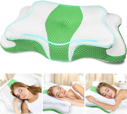 CHxxy Memory Foam Pillows, Cervical Pillow for Neck & Shoulder Pain Relief | Ergonomic Contour Bed Pillow, Soft for Side Sleep Stomach Sleeping and Back Sleeper-Queen Size&Grey