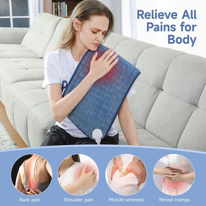 NBKLS Heating Pads for Back Neck Shoulder Pain, Electric Heating Pad Auto Shut Off, Fast Heat, Large Heating Pad Christmas Gift for Women Men, Birthday Gifts for Mom Dad (Blue)