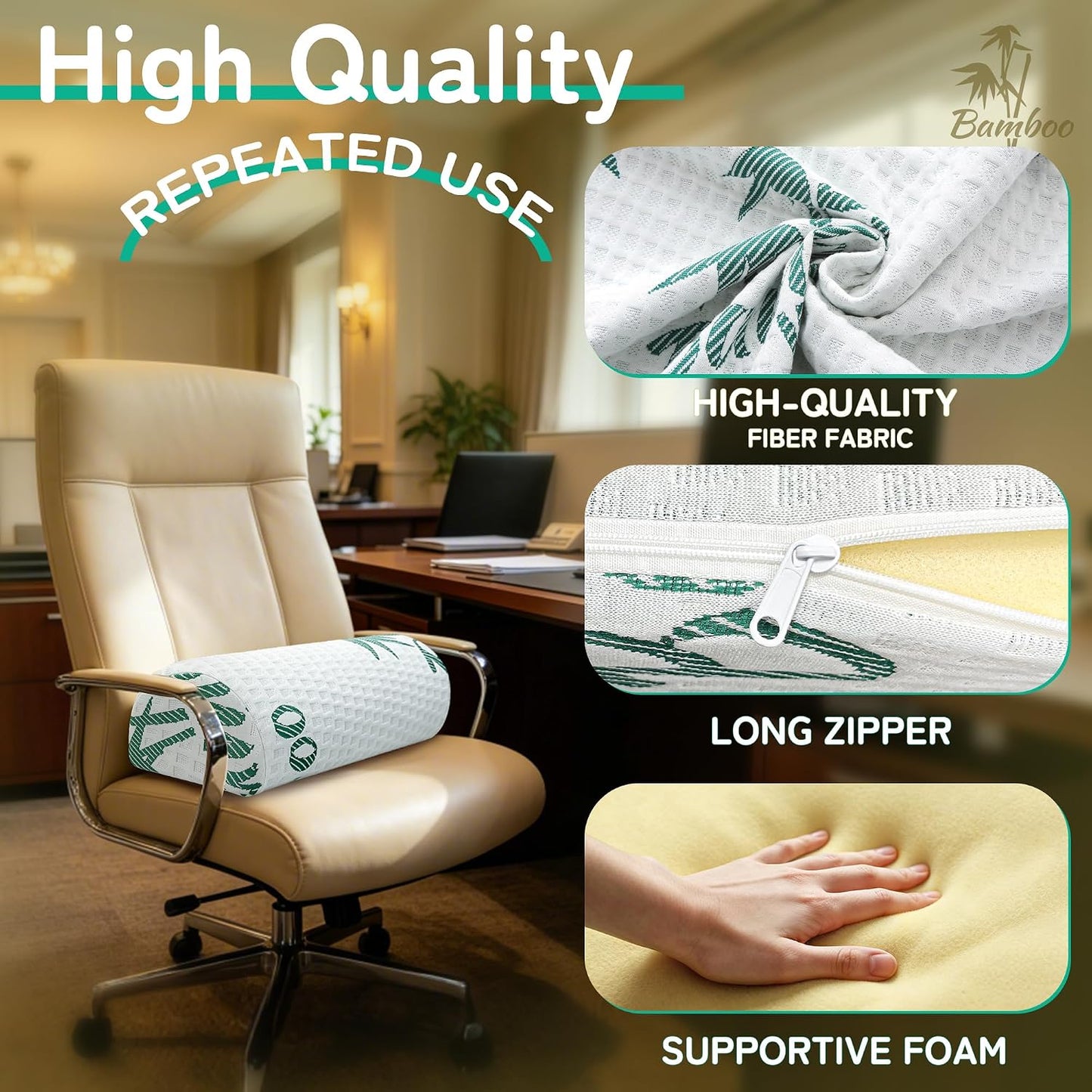 Asatdd Semi Roll Under Knee Pillow for Lower Back Support, Leg, Knee,Back Sleeping, 7.8”x 20.4”x 4.8”