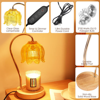 Flower Candle Warmer Lamp with Timer & Dimmer