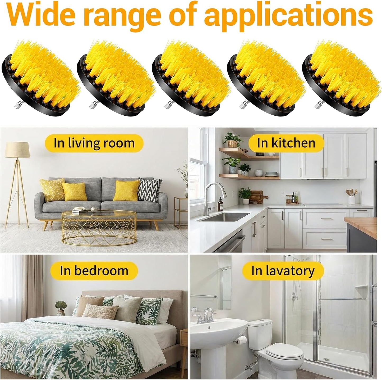 12 Pcs Drill Brush Attachment, 4 Inch Power Scrubber Cleaning Kit Multi Purpose Set Brushes for Kitchen Tile Bathroom Surfaces Tub Grout Shower Auto Car Boat