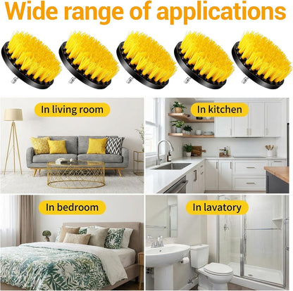12 Pcs Drill Brush Attachment, 4 Inch Power Scrubber Cleaning Kit Multi Purpose Set Brushes for Kitchen Tile Bathroom Surfaces Tub Grout Shower Auto Car Boat
