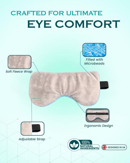 Heated Eye Mask for Dry Eyes, Stye, Blepharitis & Puffiness Relief – Microwavable Warm Compress with Soft Fleece – ThermoDR Reusable Mask for Fatigue, Strain, Sinus & Irritation – Grey