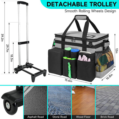 Cleaning Caddy Bag, Extra Large Cleaning Supply Bag for Housekeepers,Black | Sturdy Cleaning Caddy Organizer for Cleaning Supplies with Handle and Adjustable Shouder Strap, Easy to Clean Design