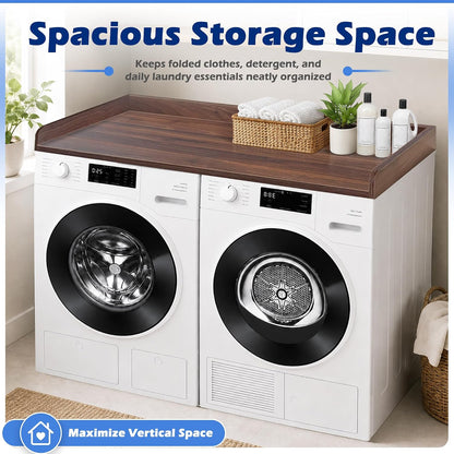 ROYXEN Washer Dryer Countertop, Laundry Countertop Solid Wood, Countertop for All Front-Loaded Washing Machine and Dryer, Extra Room for Laundry Room, Oak