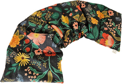 Microwavable LOVEwrap Neck & Shoulder Wrap Pad - Aroma - 6 X 24- Flax w/fine Mist of Calming Lavender Oil - subtly Scented - All Natural - Hot Cold Therapy Muscles Pain Relief - Orange Blue Flowers