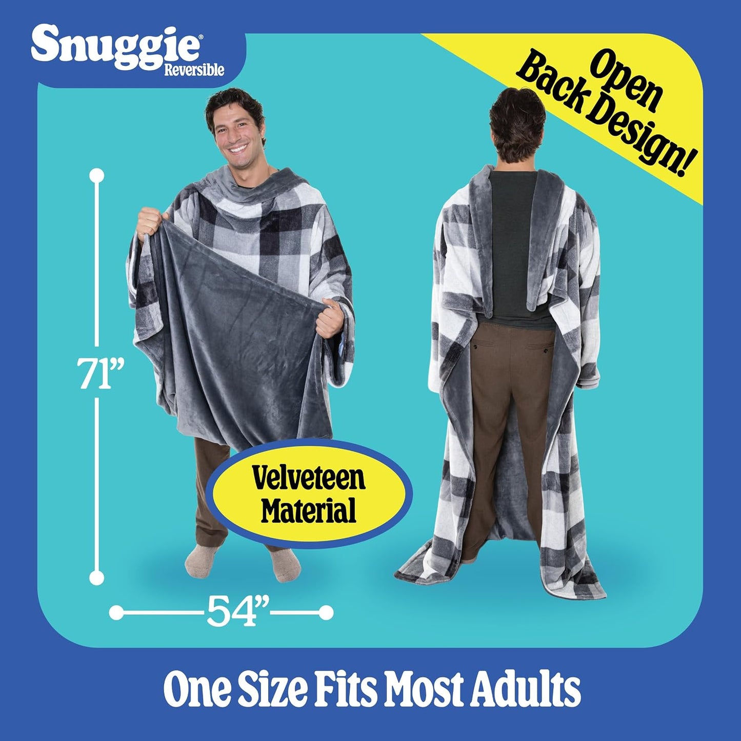 Snuggie The Original Wearable Blanket With Sleeves & Pockets | Cozy Oversized Throw for Adult Men & Women | One Size, 71x54