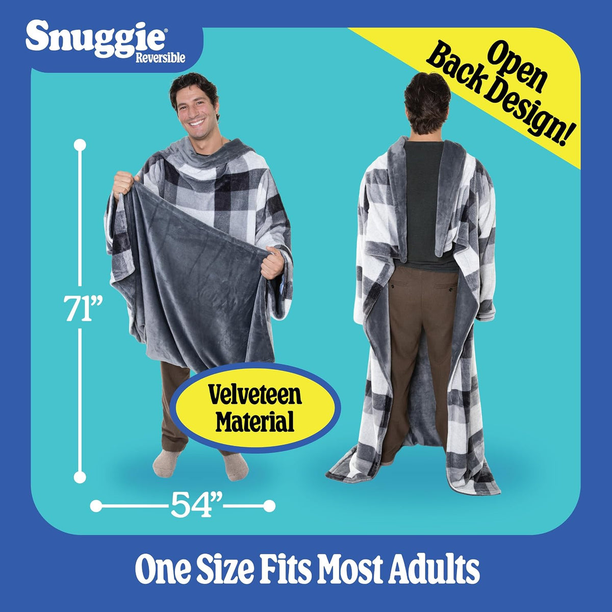 Snuggie The Original Wearable Blanket With Sleeves & Pockets | Cozy Oversized Throw for Adult Men & Women | One Size, 71x54