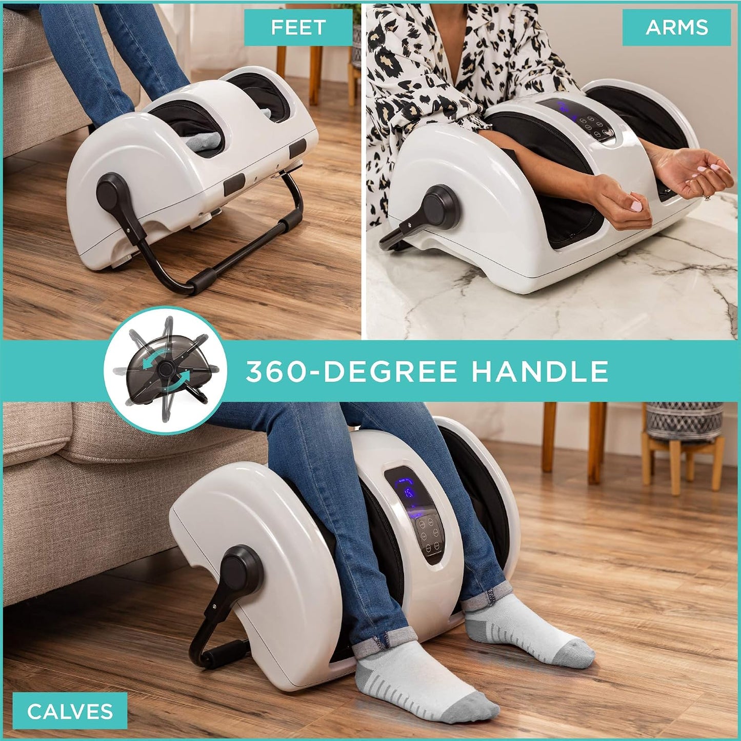 Best Choice Products Shiatsu Foot Massager with Heat for Plantar Fasciitis & Neuropathy, Kneading Foot & Calf Massager with Remote, 360° Adjustable Handle, Rolling & Compression Massage - Navy