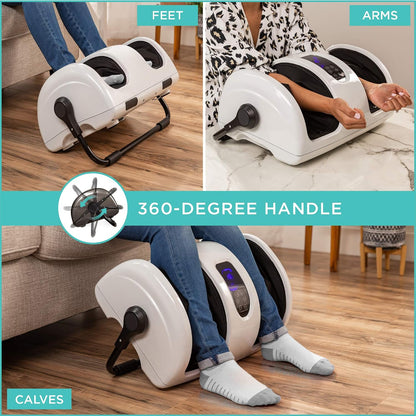 Best Choice Products Shiatsu Foot Massager with Heat for Plantar Fasciitis & Neuropathy, Kneading Foot & Calf Massager with Remote, 360° Adjustable Handle, Rolling & Compression Massage - Navy