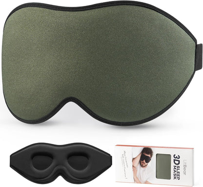 LitBear Sleep Mask for Side Sleeper Women Men, Eye Mask for Sleeping | Light Blocking 3D Contoured Sleeping Mask, Soft Breathable Sleep Eye Mask with Adjustable Elastic Strap for Travel, Black