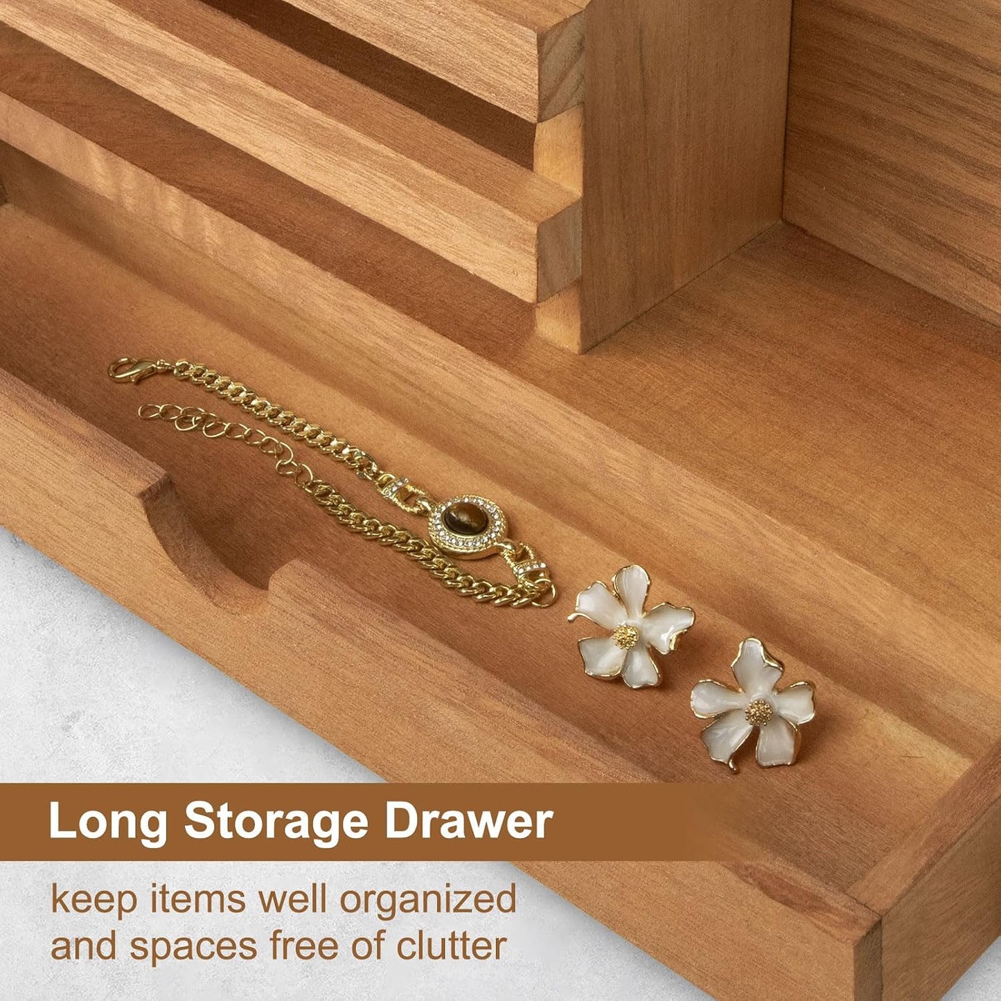 Key Holder Wall Mount, Mail Holder with Storage Drawer | Key and Mail Holder with 5 Key Hooks for Coat, Dog Leash, Home Decor Rack, House Accessories, Entry Way Organizer