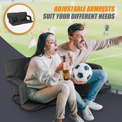 20.5"/25" Wide Stadium Seat for Bleachers w/Back Support Padded Cushion Portable Reclining Bleacher Seats Camping Stadium Chair Waterproof