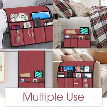 Joywell Remote Caddy Couch Remote Control Holder for Recliner Sofa Armrest Organizer Non Slip Arm Chair Caddie with 6 Pocket Storage for Magazine, Tablet, Phone, iPad, Black